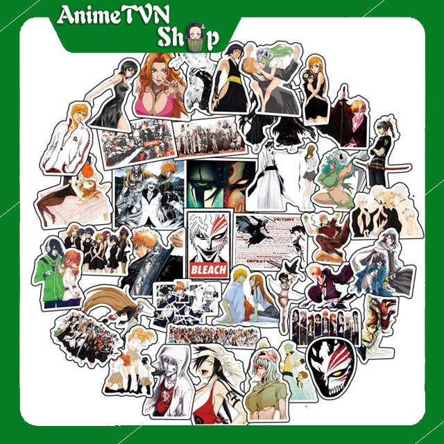 Miếng dán Sticker anime Bleach ( Sứ giả thần chết) trọn bộ 50 hình - In rõ ràng sắc nét khó tróc