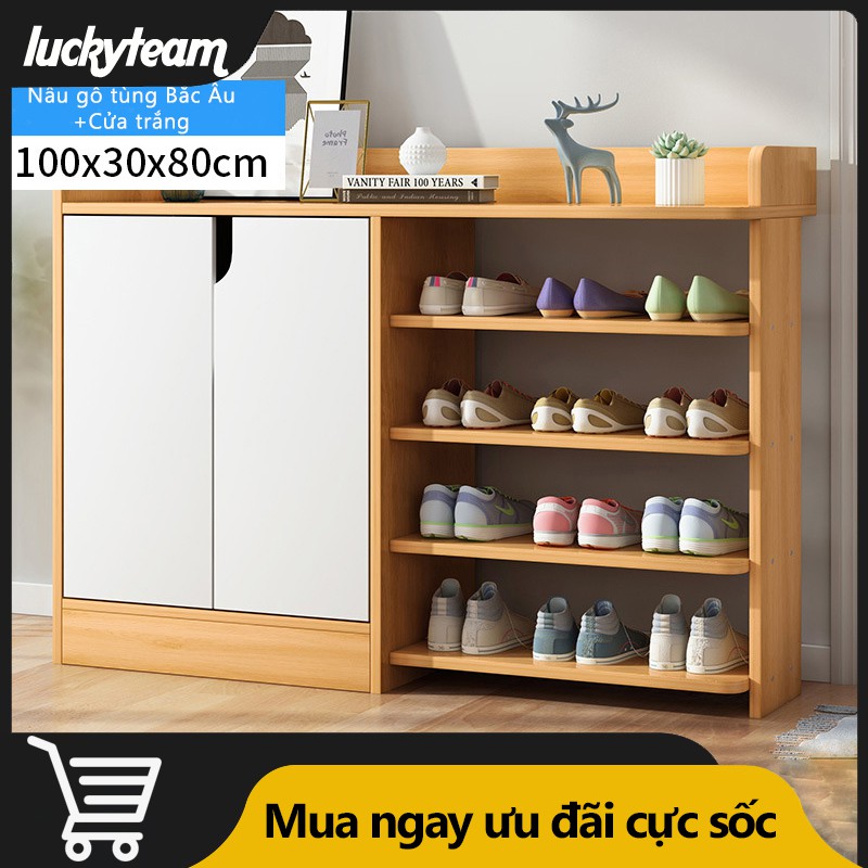 Kệ giày giá để giày dép phòng khách gỗ cao cấp đa ngăn đa năng phong cách bắc âu FU300Y