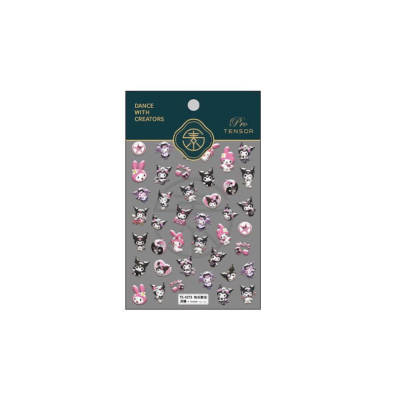 Miếng Dán Trang Trí Móng Tay Trong Suốt Họa Tiết Kuromi Melody 5D TS-1273