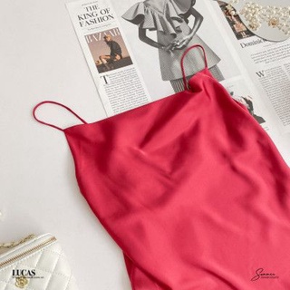 Áo 2 dây lụa đỏ dáng basic