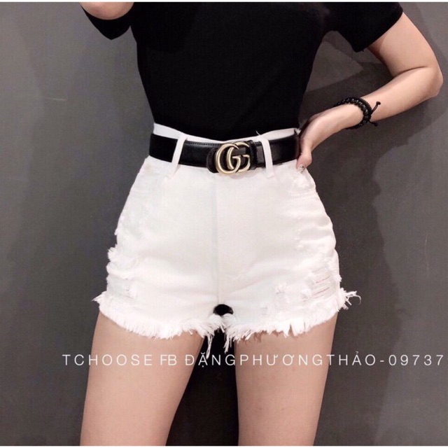 Short jean trắng đen rách