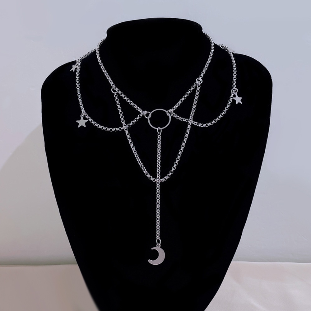 Vòng cổ Choker Nhiều Tầng Hình Mặt Trăng Ngôi Sao Thời Trang Dành Cho Nữ