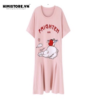 [CÓ SẴN] ĐẦM THUN BIG SIZE DỄ THƯƠNG MÀU HỒNG HM109 THƯƠNG HIỆU HIMISTORE