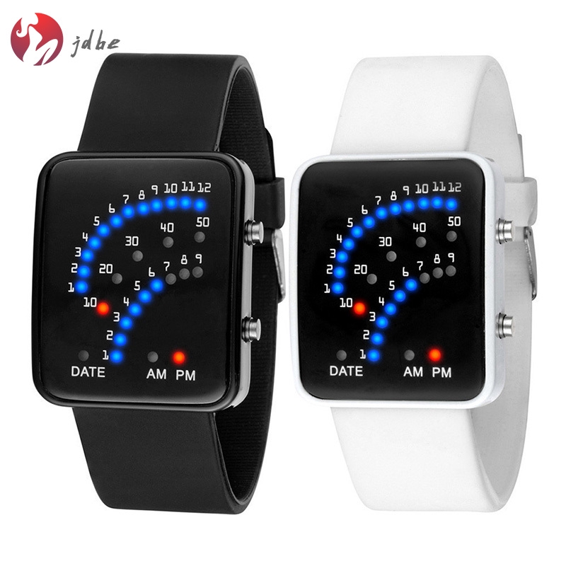 ✿JDBE✿ LED Electronic Wrist Watch Sector Binary Digital Waterproof Fashion Unisex Couple Watches