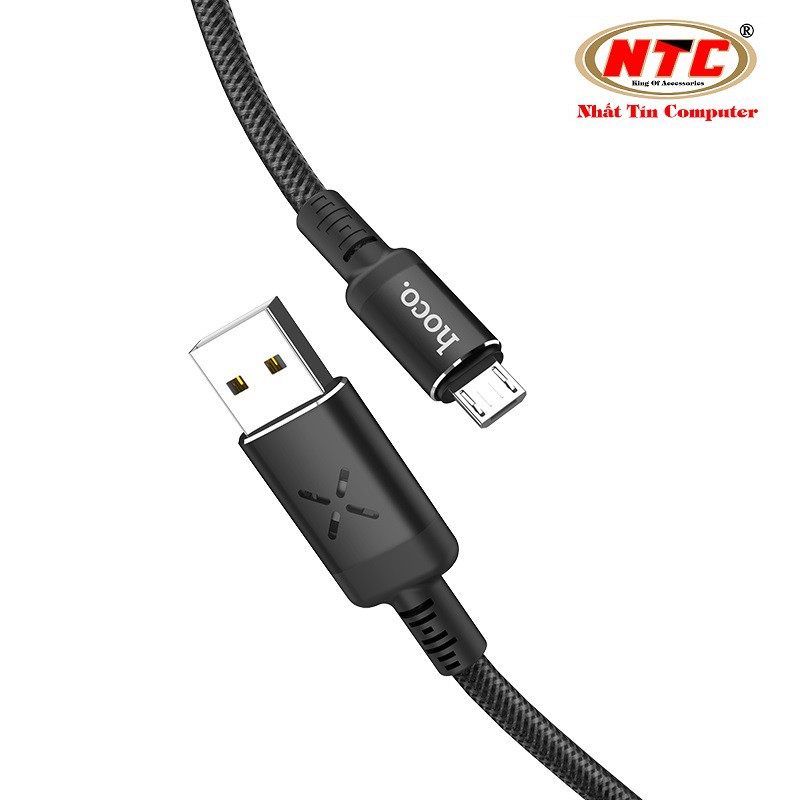 Cáp sạc và truyền dữ liệu Hoco U63 Spirit cổng microUSB Output 2,4A Max, QC3.0, dài 1.2M, có đèn Led nhấp nháy