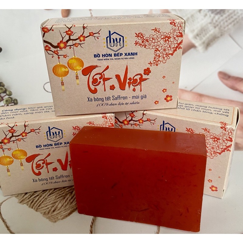 Xà bông TẾT saffron- mùi già handmade tự nhiên 100% có giấy kiểm nghiệm hsd 18 tháng