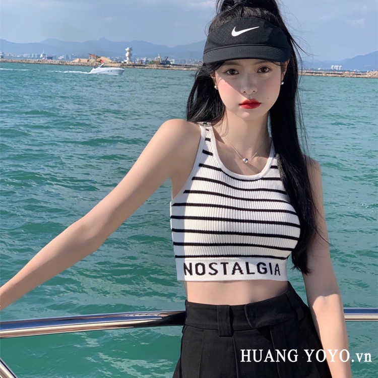 Áo Dệt Kim Hai Dây Dáng Ôm Phong Cách Thời Trang Hàn Quốc Dành Cho Nữ áo yếm