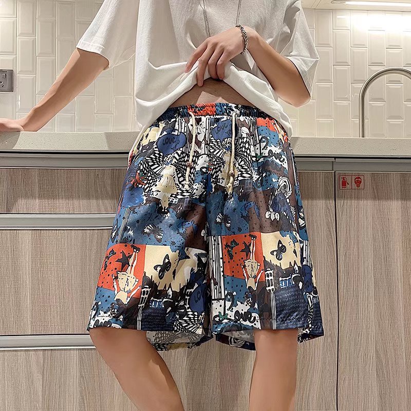 Quần Short Đi Biển Dáng Rộng Thoáng Khí In Họa Tiết Hoạt Hình Phong Cách Hàn Quốc Thời Trang Mùa Hè 2022