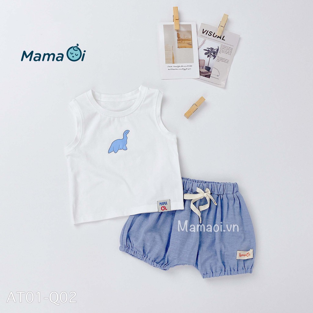 AT01 Áo ba lỗ in hình khủng long vải thun cotton co dãn 4 chiều áo mùa hè từ 0-3 tuổi của Mama Ơi- Thời trang cho bé