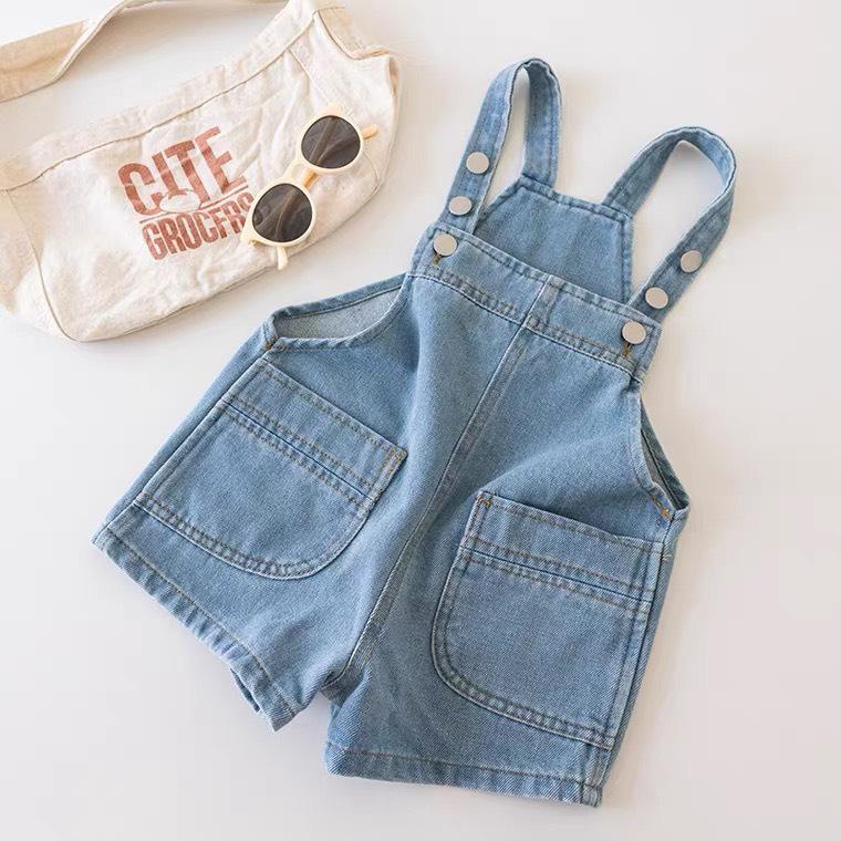 Yếm jean hai túi đắp đáng yêu cho bé trai, bé gái