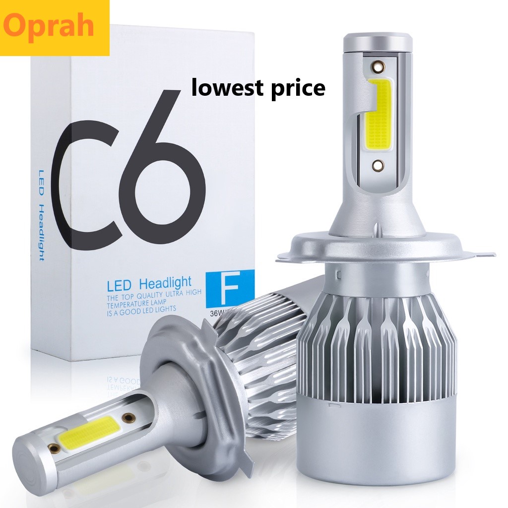 Set 2 Đèn Pha LED C6 H1 H3 H4 H7 H8 H11 HB3 9005 HB4 9006 Màu Sắc Dành Cho Ô Tô