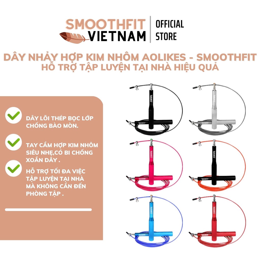 Dây Nhảy Thể Lực Hợp Kim Nhôm Aolikes - Hỗ Trợ Rèn Luyện Thể Lực - Dụng Cụ Tập Tại Nhà SmoothFItVN