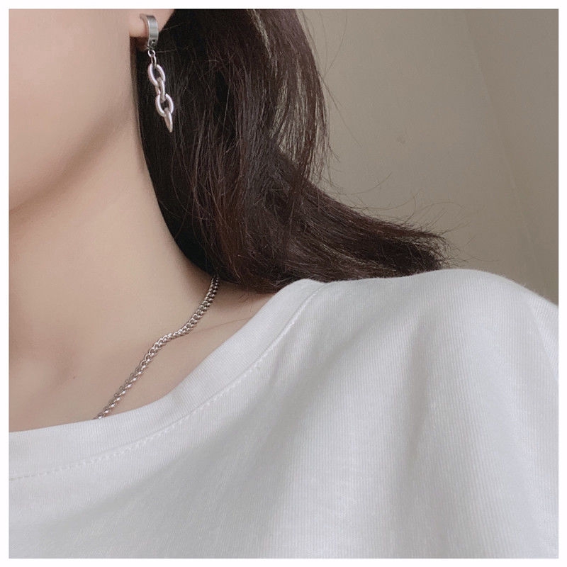 Bông tai thép titan không gỉ dạng dây xích hợp thời trang