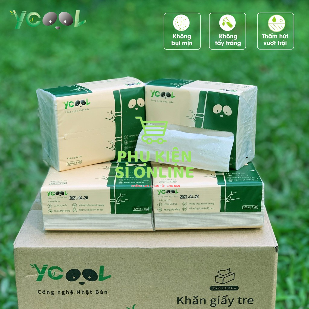 [TẶNG NGAY 1 GÓI YCOOL] Combo 2 thùng/60 gói/300 tờ/ 4 lớp giấy ăn Gấu Trúc YCOOL hàng CTy Store4girls