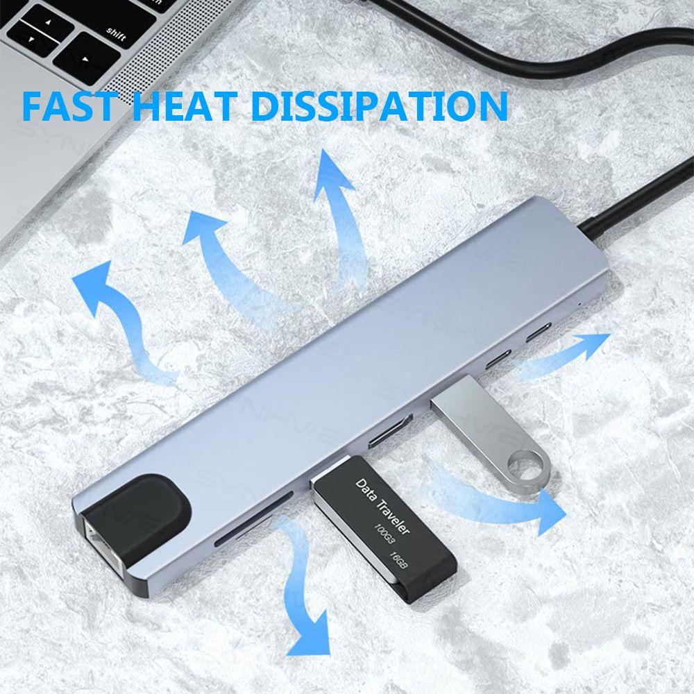 CHOOKEY Bộ HUB Chuyển Đổi USB C SD TF RJ45 4K HDMI Cho Laptop PC