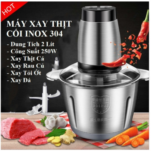 MÁY XAY THỊT FOOD PROCESSOR HDA CỐI INOX 304 DUNG TÍCH 2 LÍT