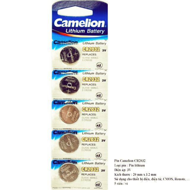 Pin nút áo tròn Camelion Lithium Battery CR2016, CR2025, CR2032 dùng cho Cmos remote xe máy