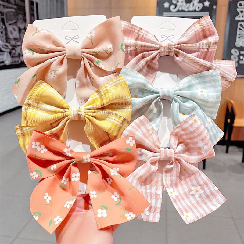 Set 5 kẹp tóc Kiểu Nơ Vải Satin Phong Cách Hàn Quốc Cho Nữ Mã 04