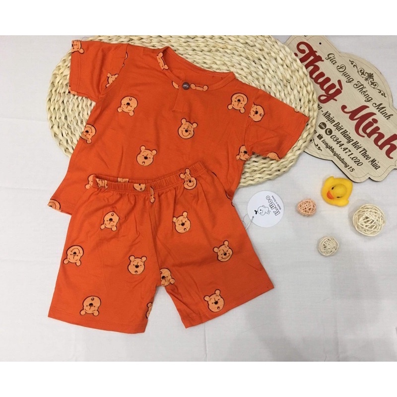 Bộ cộc hình gấu chất thun lạnh cho bé trai và bé gái