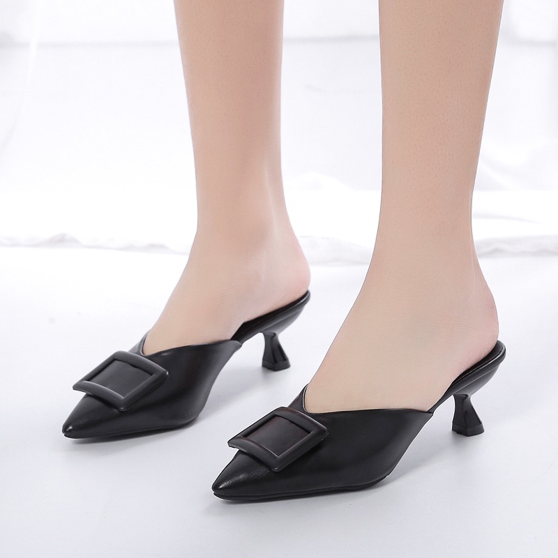 Giày Cao Gót Mũi Nhọn Bằng Da Thời Trang Nữ