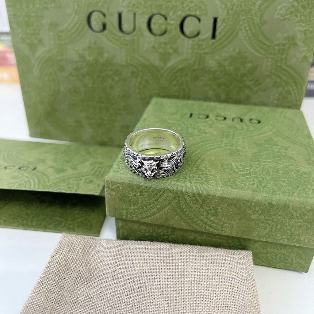 Nhẫn Gucci Hình Đầu Hổ Cá Tính Cao Cấp Phong Cách Hàn Quốc Cho Nam