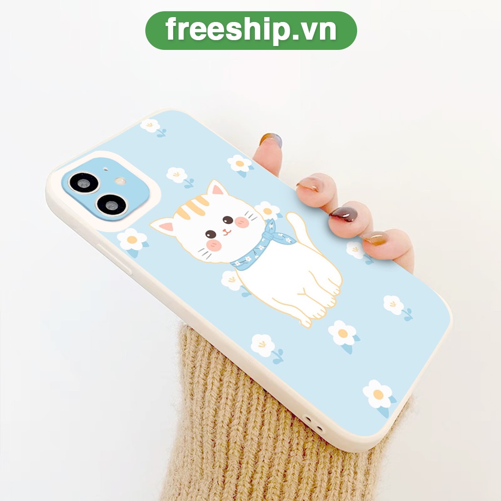Ốp lưng iphone mèo hoa đáng yêu chống sốc ốp iphone viền vuông 12pro/11pro/13pro/x/xr/xsmax/6/6s/7/8/plus/se2020