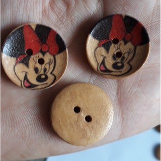 5-10 nút gỗ, cúc gỗ 2 lỗ size 25mm in chuột Mickey (#P124-94-T04)