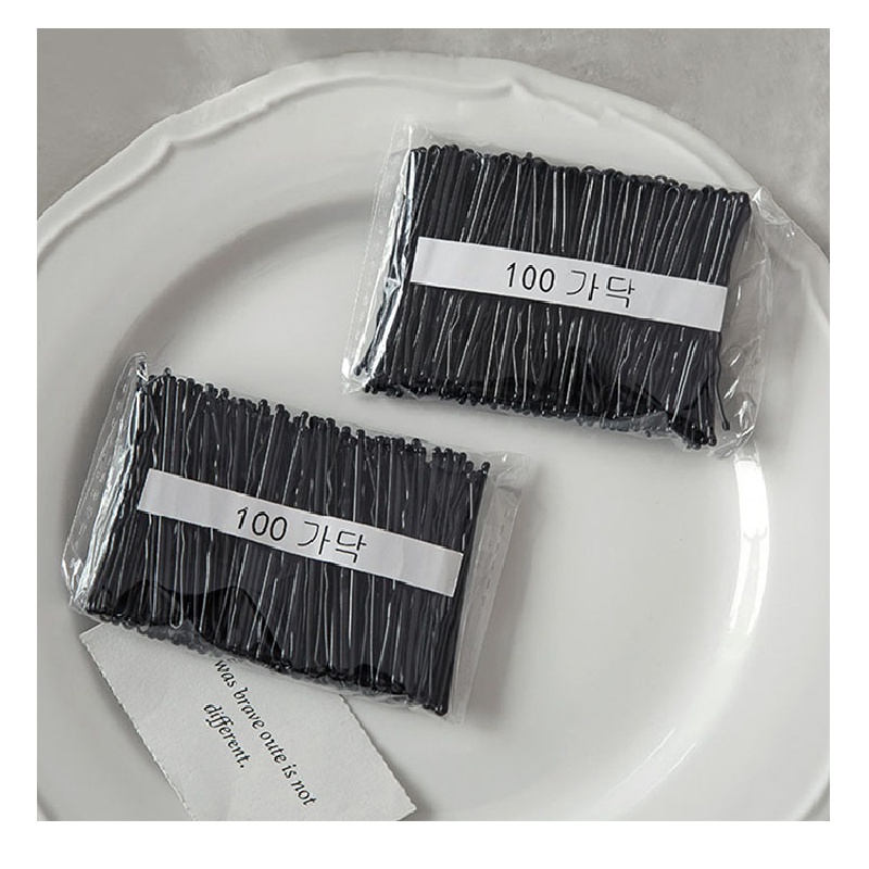 Set 100 kẹp tóc màu đen đơn giản phong cách Hàn Quốc