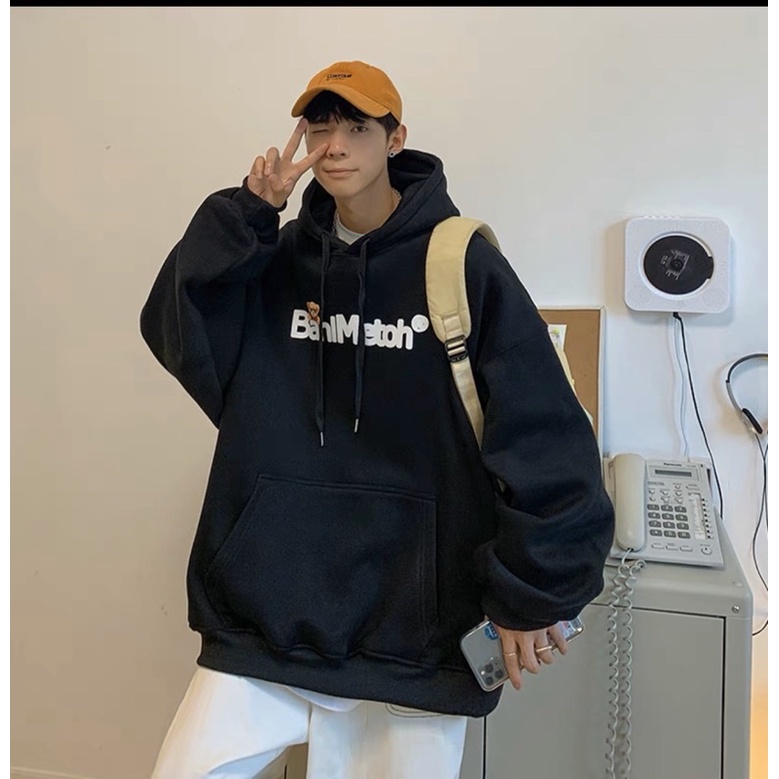 Áo Hoodie Nỉ Bông Tay Dài Unisex BanlMetoh Gấu Kèm Ảnh Thật