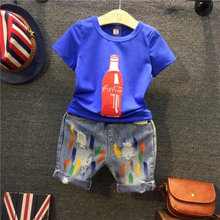 Set áo phông quần bò bé trai
