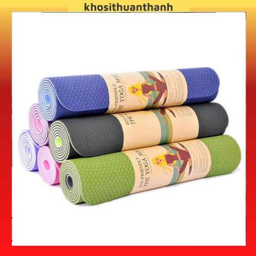 Thảm tập yoga chống trượt tpe cao cấp loại 1 dày dặn 2 lớp dày 6mm 8mm (khosithuanthanh)