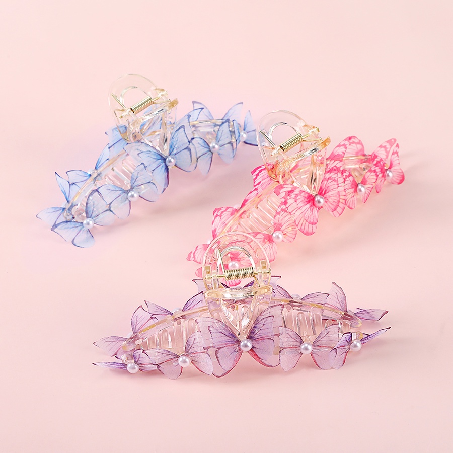 Kẹp Tóc Càng Cua 13Cm Bằng Acrylic Trong Suốt Đính Ngọc Trai Phong Cách Hàn Quốc Thời Trang Cho Nữ