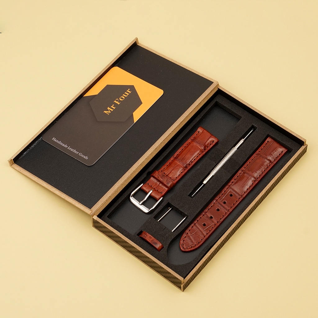 Dây Đồng Hồ Da Cá Sấu Cao Cấp MrFour + Tặng Khóa + Bộ Tháo lắp | Leather Watch Bands