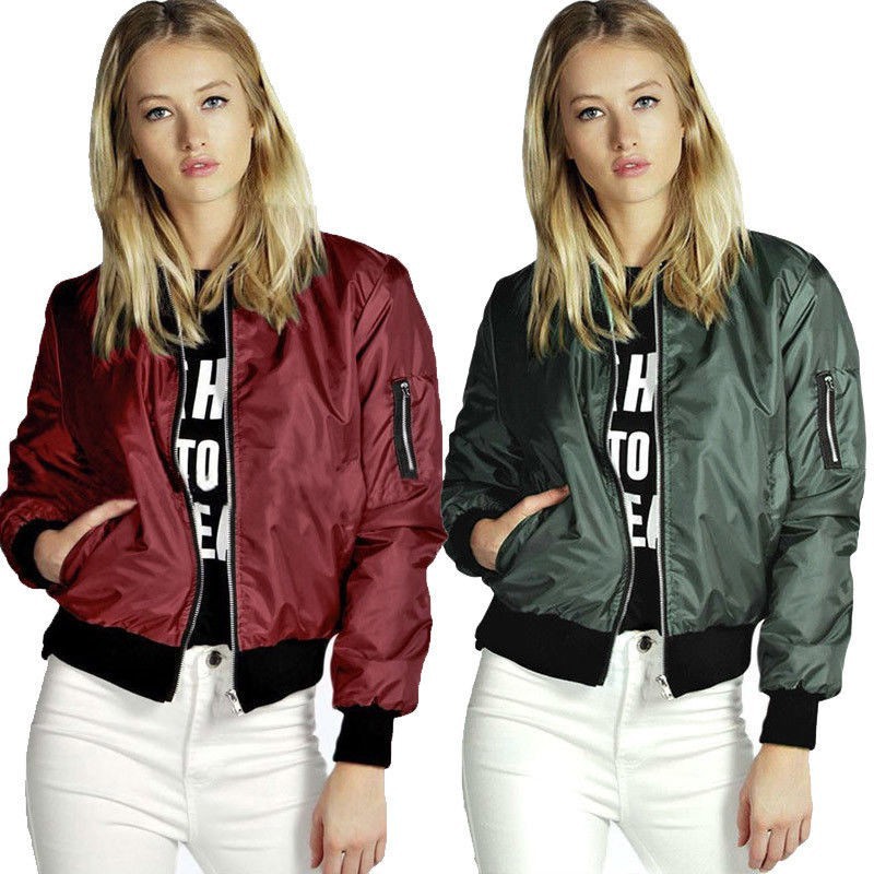 ☛☏❤Fashion Women Army Green Vintage Slim Biker Motorcycle Zipper Bomber Jacket Coat | BigBuy360 - bigbuy360.vn