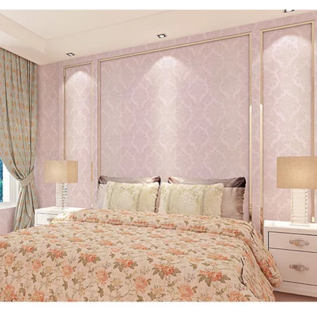 Giấy dán tường châu âu hoa văn hồng - khổ rộng 45cm
