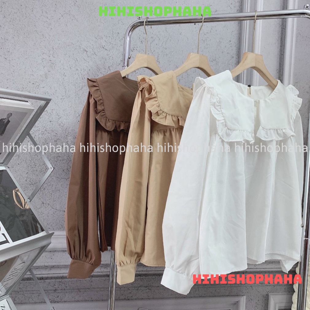 Áo babydoll tay bèo tiểu thư viền bèo xinh hàng QCCC A0008 kaca hihishophaha