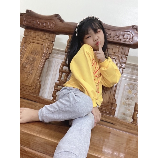 Bộ Nỉ Thể Thao Thu Đông Dài Tay Cho Bé Gái Size Đại