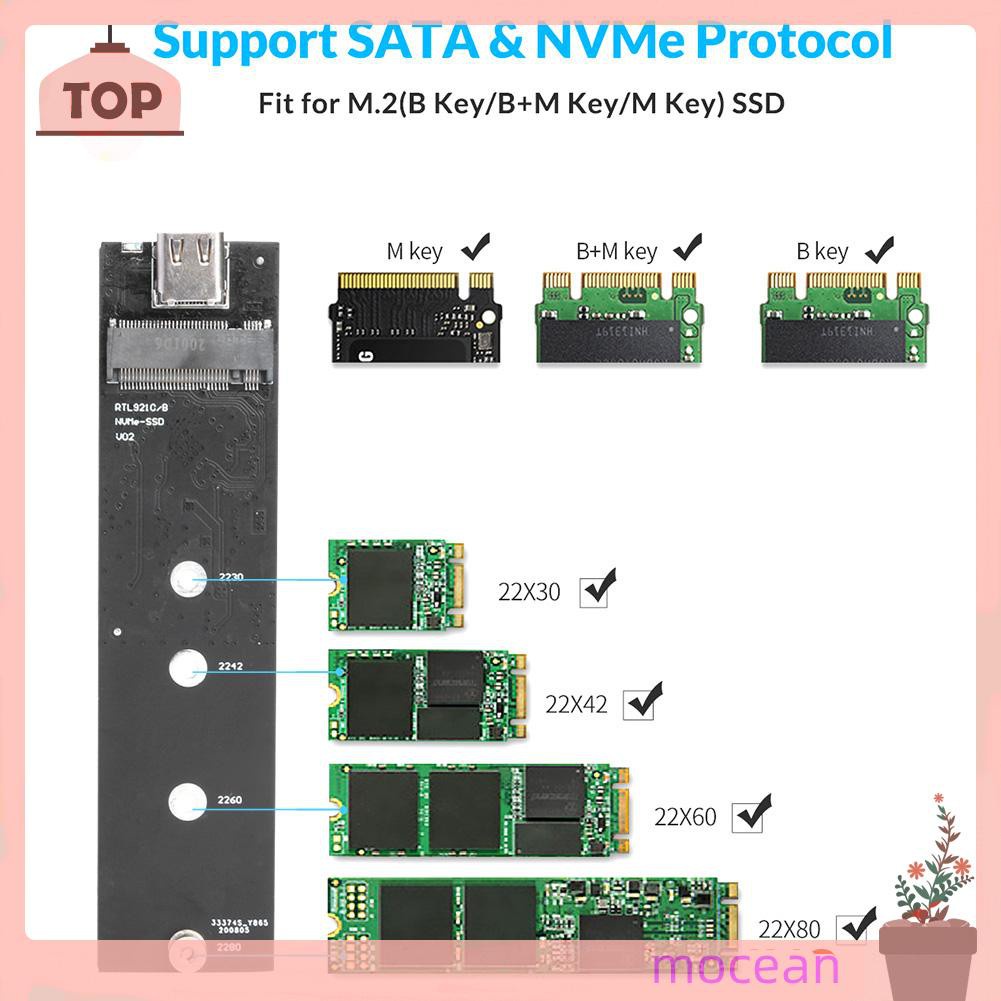 Hộp Ổ Cứng Ngoài Mocean Usb Type C M.2 Ssd Nvme Pcie Sata M / B Ốp | BigBuy360 - bigbuy360.vn