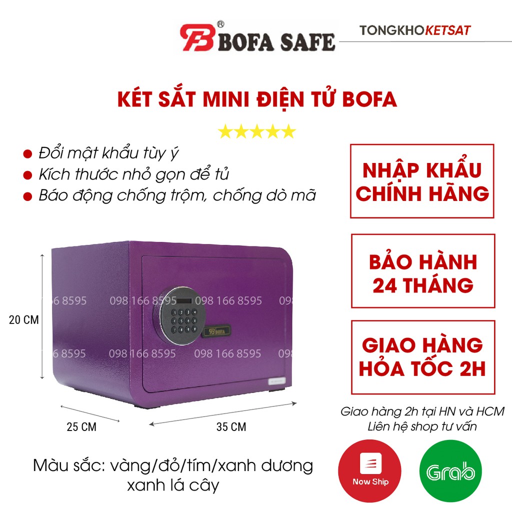Két sắt nhập khẩu Bofa mini 🛵GIAO NHANH🛵 cỡ nhỏ khóa điện tử để trên bàn, để trong tủ loại 10kg hàng chính hãng