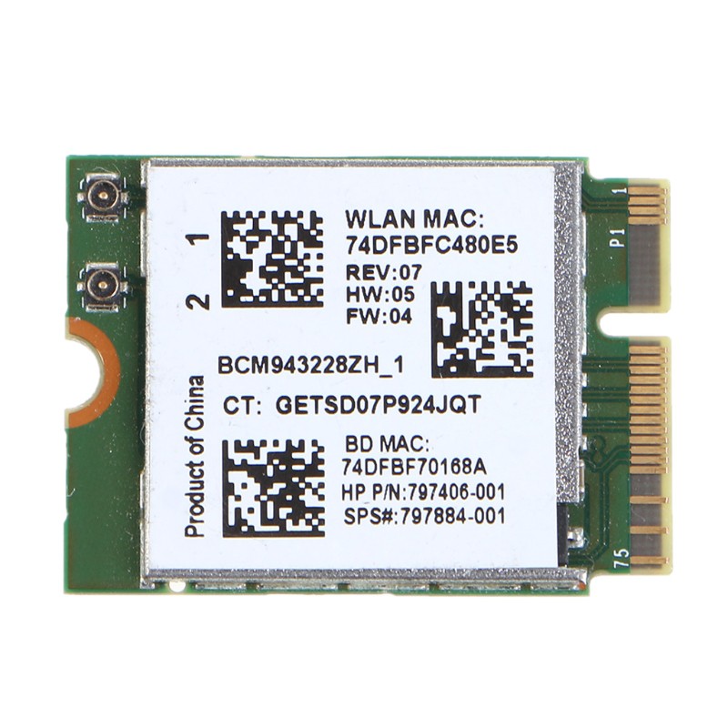 btsg BCM943228Z 300Mbps WIFI 802.11a/b/g/n Bluetooth Wireless Card Dual Band 2.4GHz/5GHz Mini M.2 Card Adapter