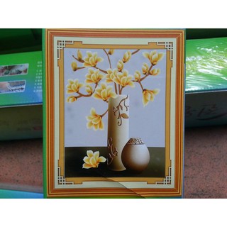 Tranh đính đá bình hoa màu vàng H622