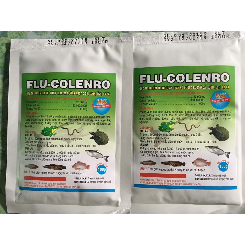 Kháng sinh Flucolenro phòng và tri các bệnh trên cá lươn ếch baba...