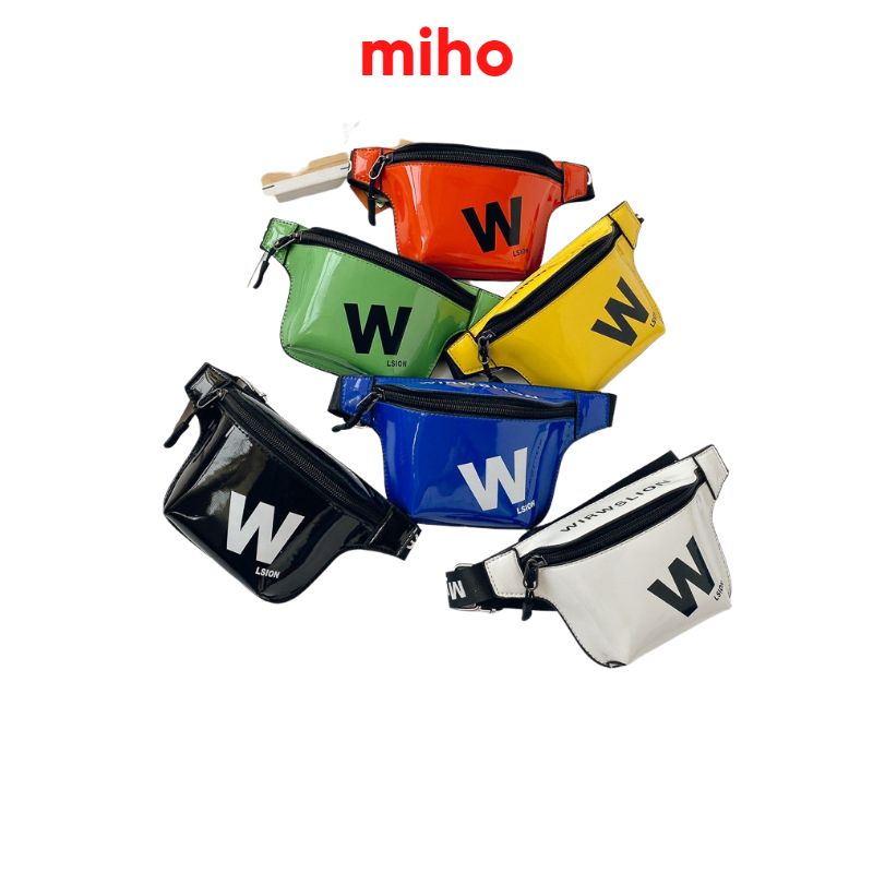 Túi đeo chéo đeo bụng bao tử bé trai bé gái MIHOBABY túi đeo trước ngực thời trang họa tiết chữ W cho bé