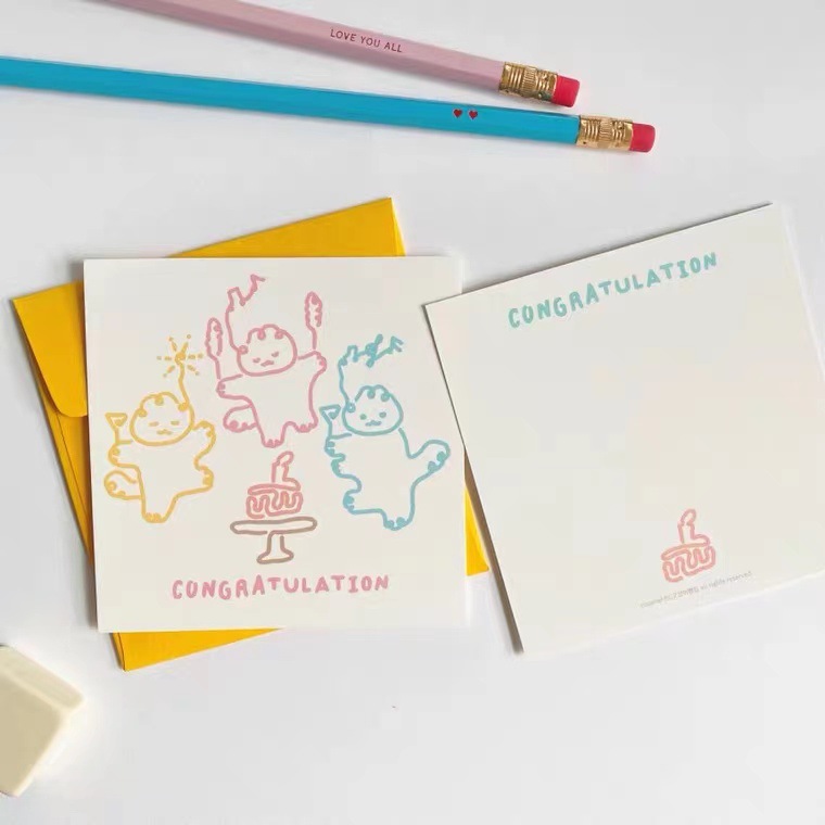 Thẻ và phong bì in chữ họa tiết chúc mừng