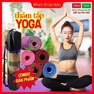 Thảm tập yoga chống trượt 6mm - 8mm cao su cao cấp , thảm tập gym thể dục thể thao tại nhà 2 lớp