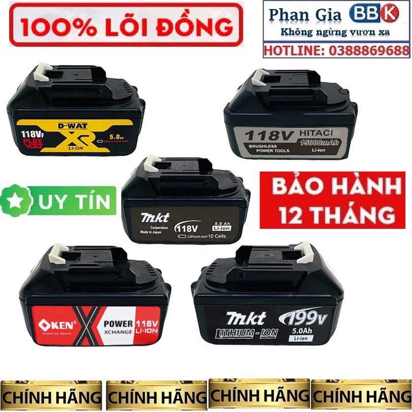 Pin máy siết bulong 118V - Pin 118V - dùng cho máy 21V, 72V, 88V, 99V, 118v, 188v mới 100%
