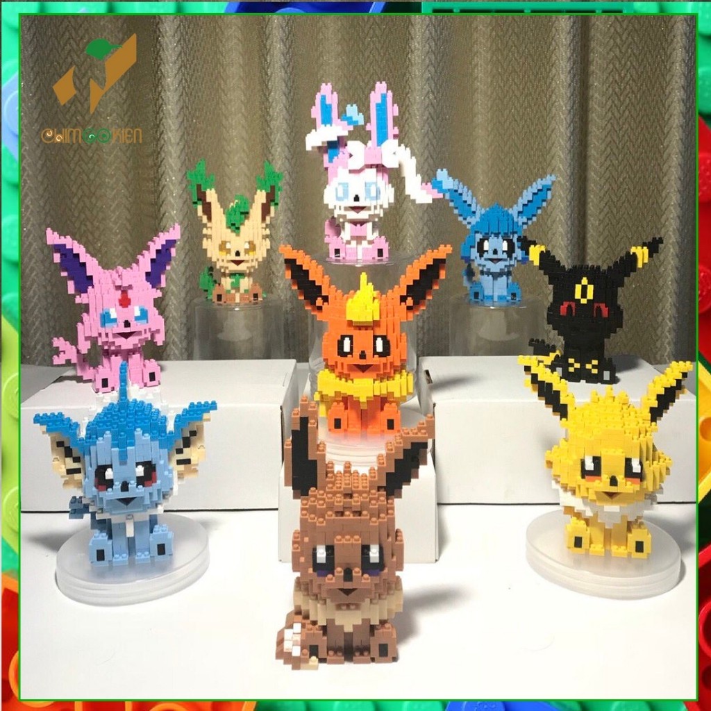 Lego pokemon 3d- Mô hình pokemon Eevee và các hệ tiến hóa Glaceon, Leafeon, Umbreon, Espeon, Jolteon, Vaporeon, Sylveon