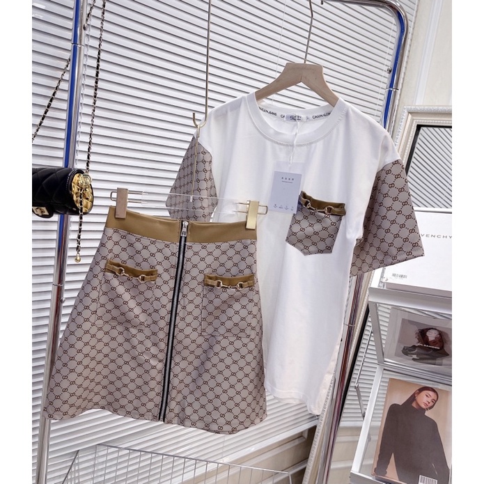 ✔ 𝗙𝗥𝗘𝗘 𝗦𝗛𝗜𝗣 SÉT VÁY GG SIÊU SANG DIỆN LÊN ĐẸP LẮM Ạ  ÁO CHẤT COTTON TÀU Ạ