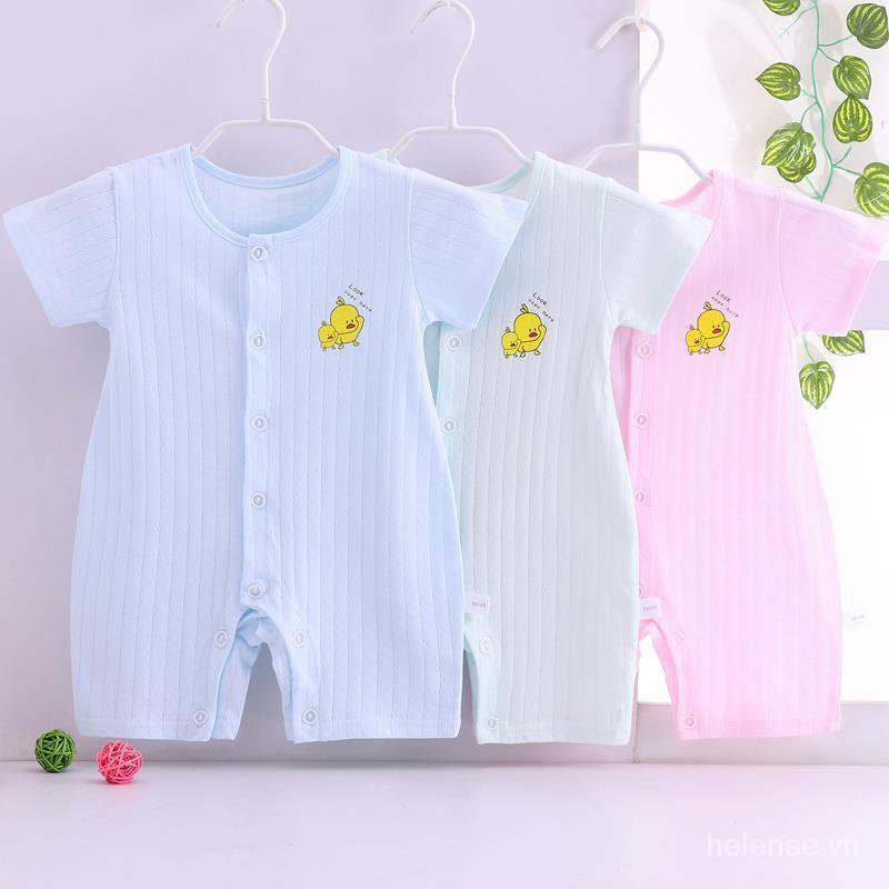 Bộ Áo Liền Quần Cotton Ngắn Tay Thời Trang Hè 2020 Cho Bé