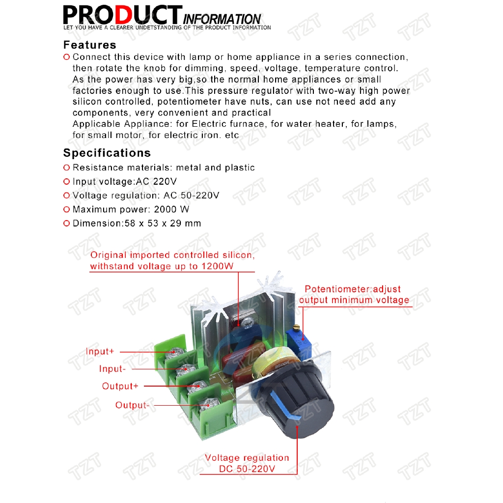 Bộ Điều Chỉnh Điện Áp Ac 220v 2000w Scr Cho Arduino | BigBuy360 - bigbuy360.vn